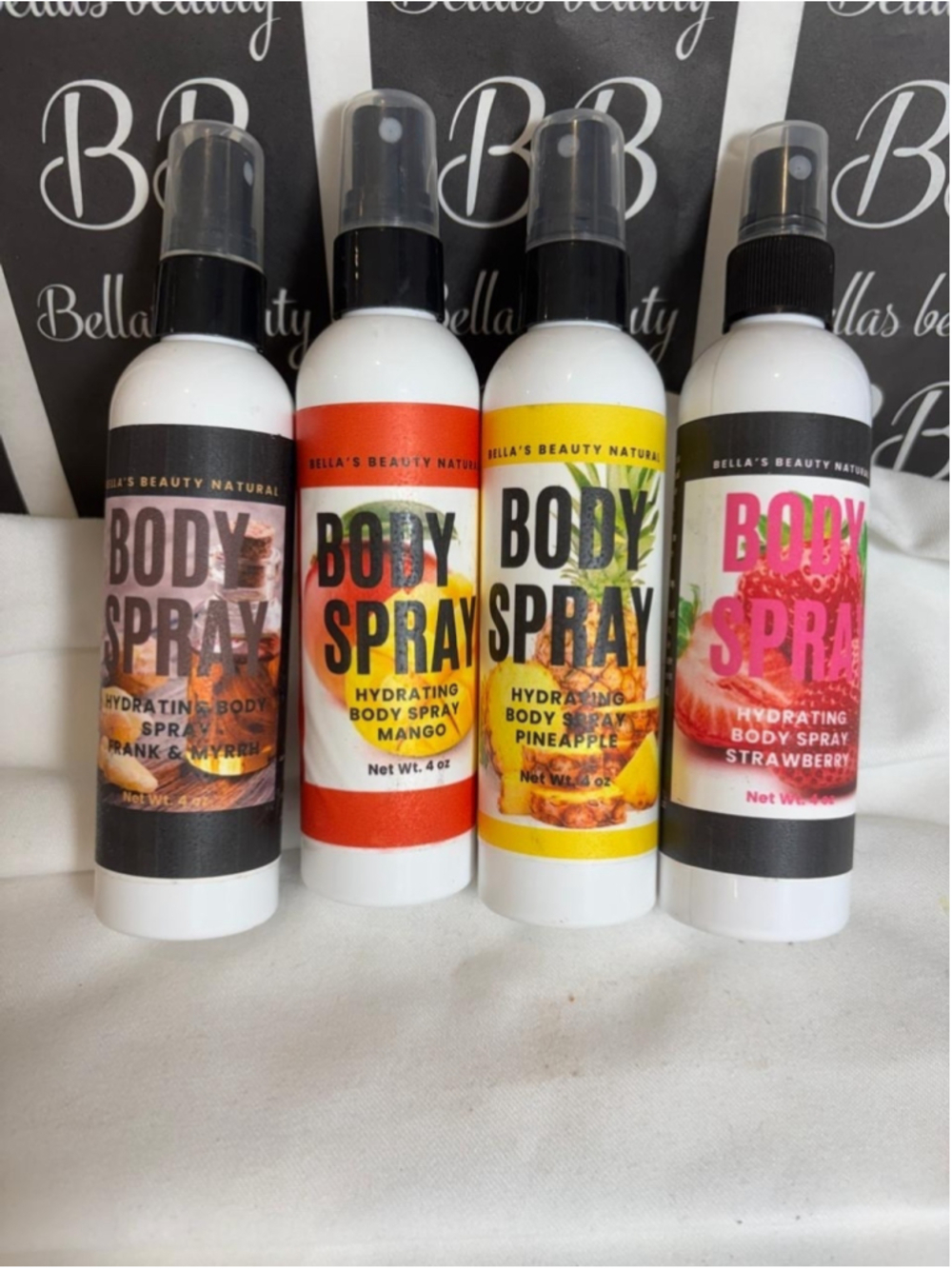 4pc Hydrating Body Spray Set Mango Strawberry Pineapple Frank & Myrrh #V61P x6